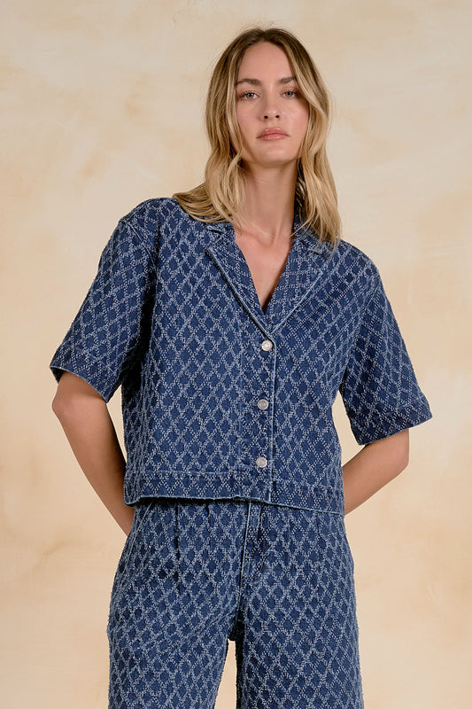 ELAN DENIM DIAMOND TOP