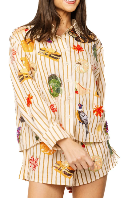 QOS STRIPED THANKSGIVING ICON TOP