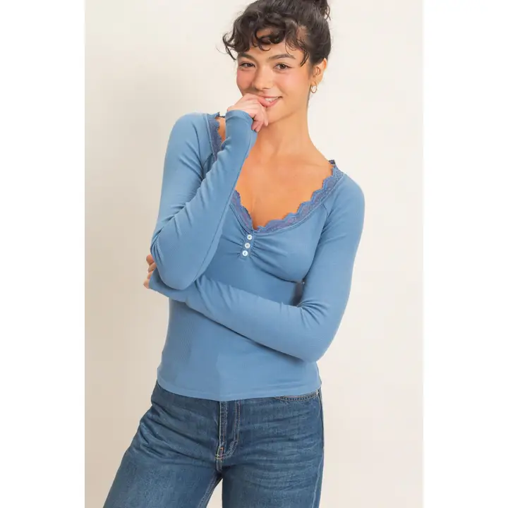 HYFVE LACE TRIM HENLEY