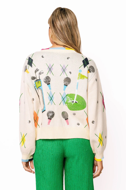 QUEEN OF SPARKLES GOLF ICON CARDIGAN