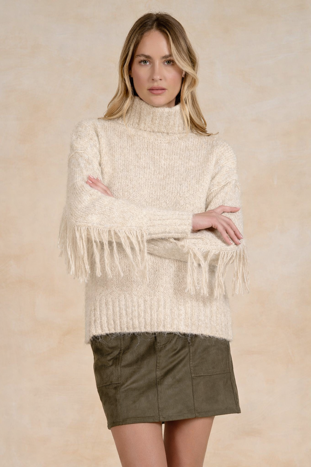ELAN FRINGE TURTLENECK