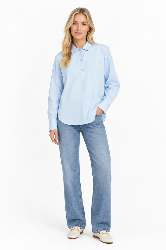 BLOUSE W EMBELLISHED BUTTONS