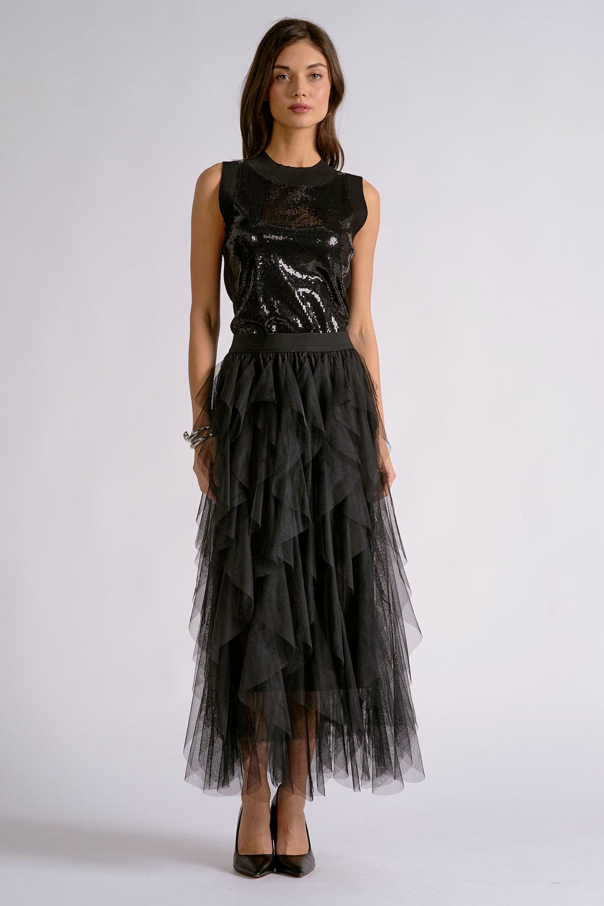 ELAN TULLE MIDI SKIRT
