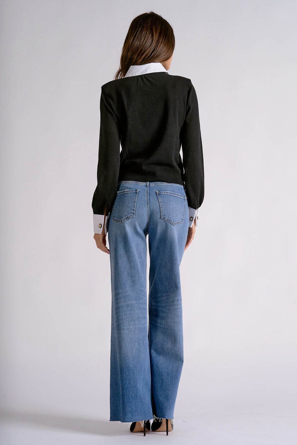 ELAN CONTRAST COLLAR SWEATER