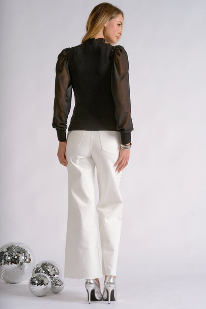 ELAN MESH SLEEVE SWEATER