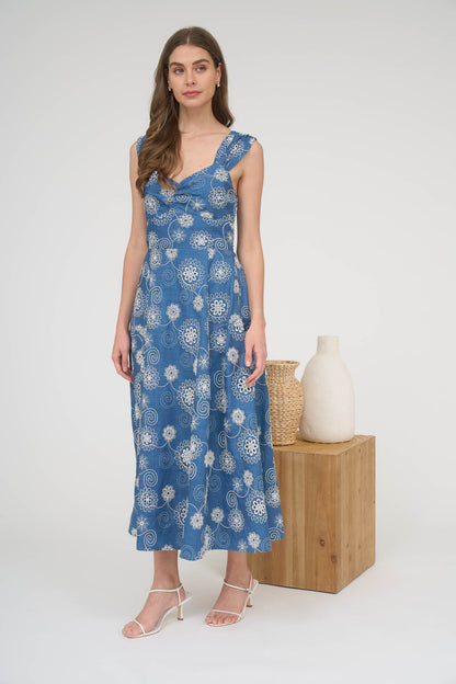 CAP SLEEVE EMBROIDERED MAXI