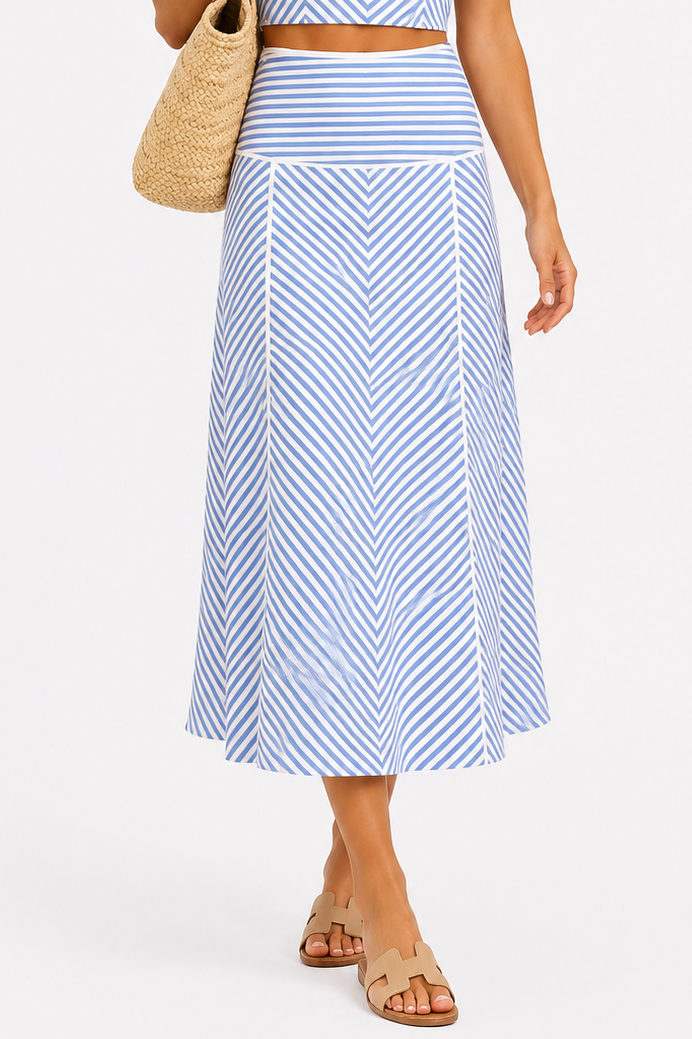 STRIPED MIDI SKIRT