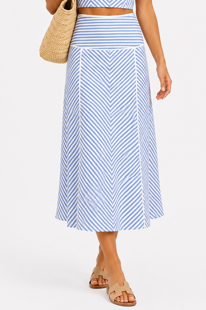 STRIPED MIDI SKIRT