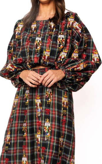 QOS PLAID NUTCRACKER BUBBLE TOP