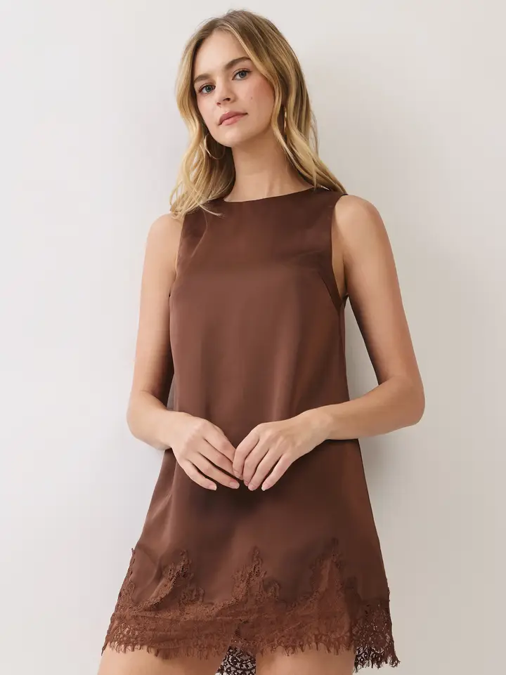 LACE TRIM TANK SHIFT DRESS