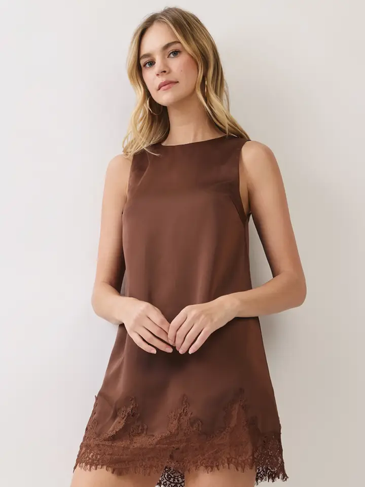 LACE TRIM TANK SHIFT DRESS