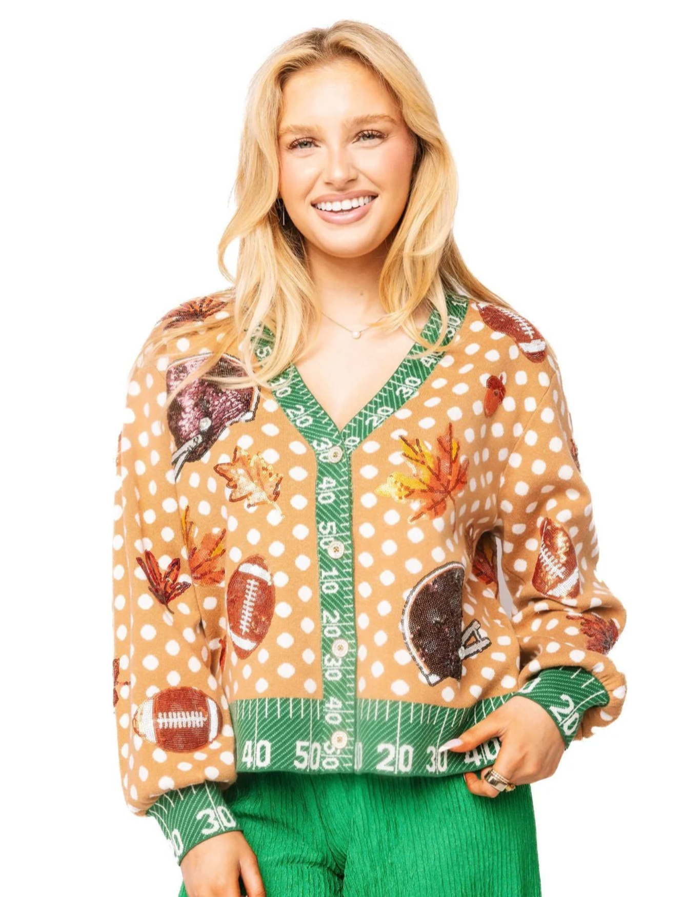 QOS POLKA DOT FALL CARDIGAN