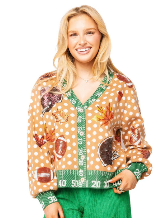 QOS POLKA DOT FALL CARDIGAN