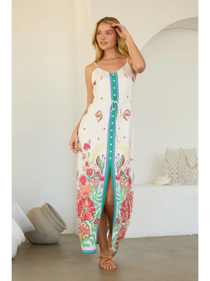 FLORAL BUTTON FRONT MAXI DRESS