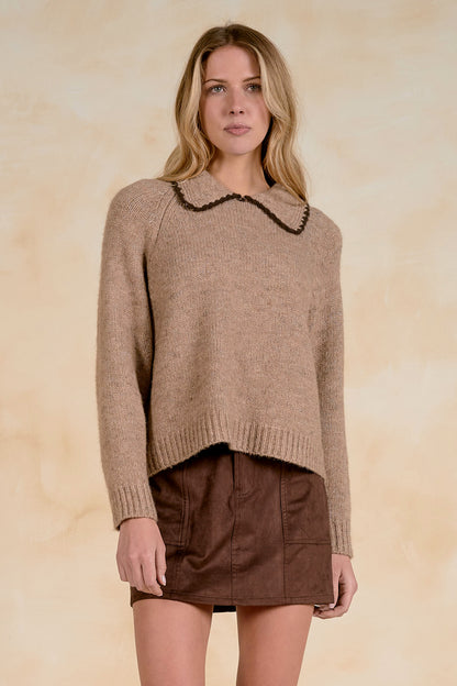 ELAN STITCHED COLLAR CREWNECK