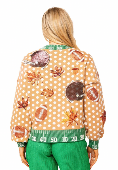 QOS POLKA DOT FALL CARDIGAN