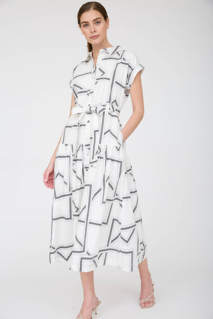 PATTERNED BELTED MIDI
