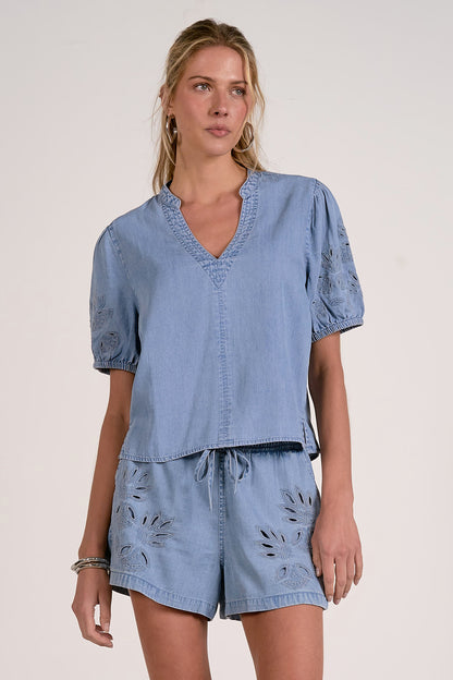 ELAN CHAMBRAY DENIM TOP