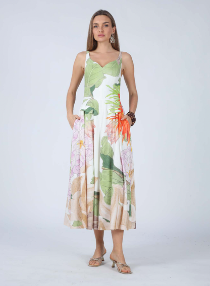 LAILA PRINTED V-NECK MAXI