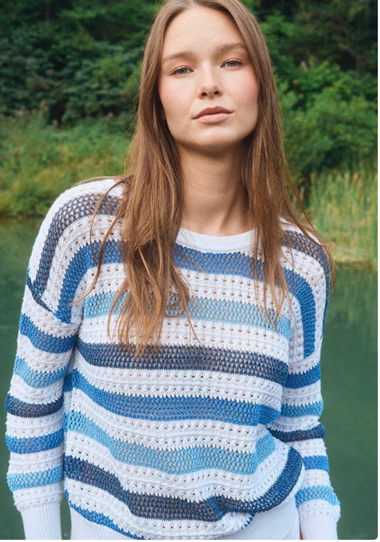 MB STRIPED OPEN KNIT SWEATER