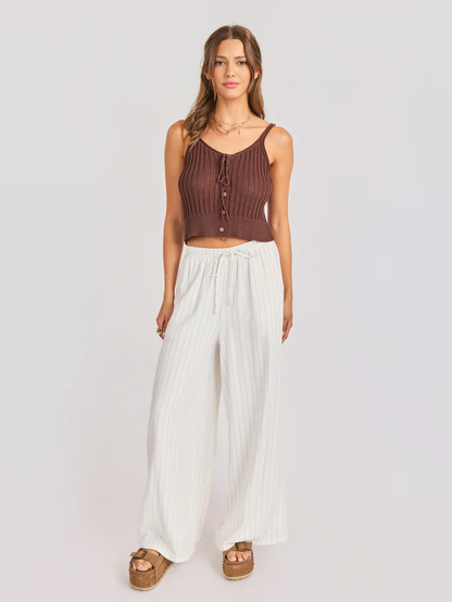 MARLOW KNIT BUTTON FRONT TIE TOP