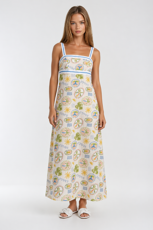 SO - SEASIDE SCRIBBLES  MAXI DRESS