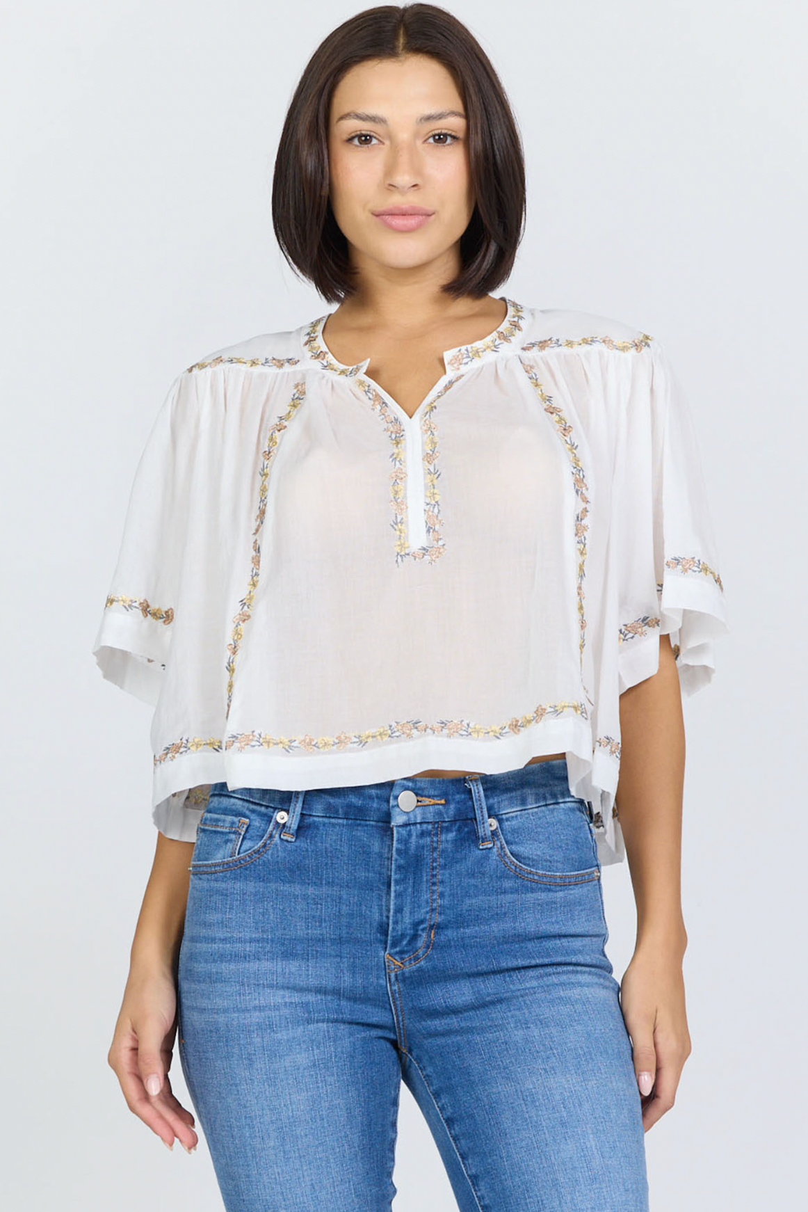 DEAR JOHN FLORAL TRIM JADA TOP