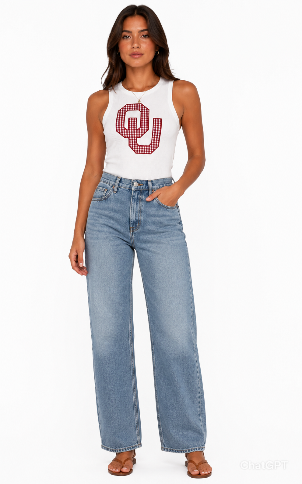 LICENSED OU GINGHAM TANK