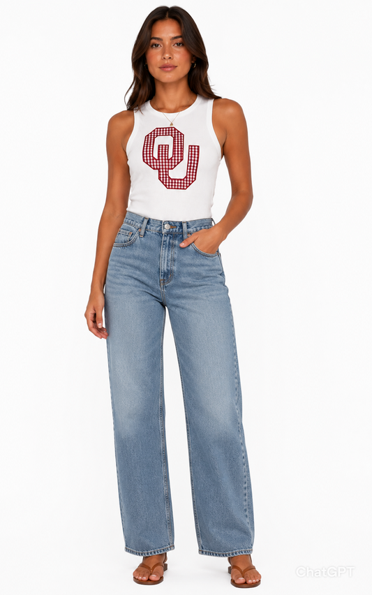 LICENSED OU GINGHAM TANK